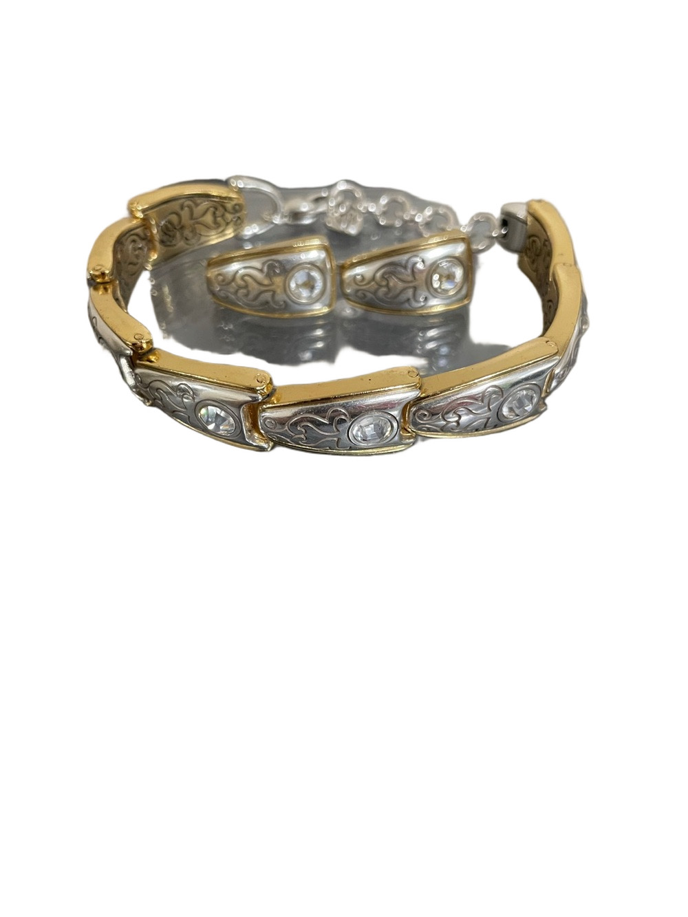 Brighton Gold & Silver Tone Bracelet Crystal Accents with Matching Earrings